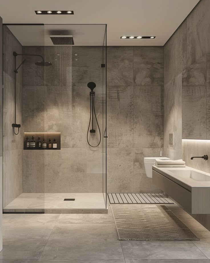 Badezimmer mit Betonoptik gestalten_ 14 moderne… gms reinigung